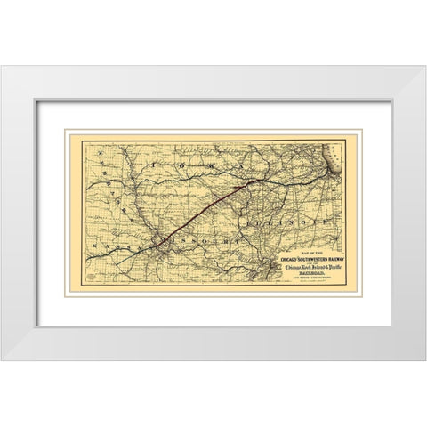 Chicago and Southwestern Railway - Colton 1869 White Modern Wood Framed Art Print with Double Matting by Colton