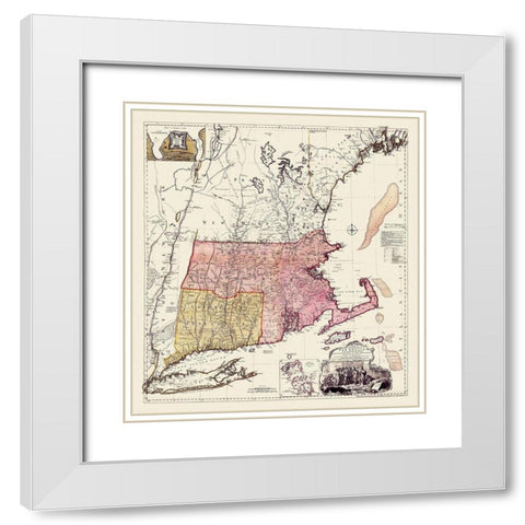 New England, Massachusetts Bay, New Hampshire White Modern Wood Framed Art Print with Double Matting by Unknown