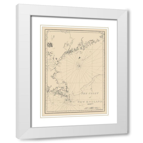 New England Coast - Des Barres 1776 White Modern Wood Framed Art Print with Double Matting by Des Barres