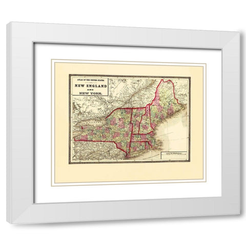 New England, New York - Lloyd 1873 White Modern Wood Framed Art Print with Double Matting by Lloyd