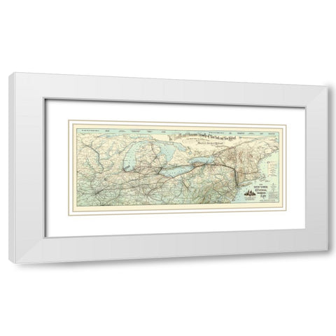 New York Central and Hudson River Railroad 1893 White Modern Wood Framed Art Print with Double Matting by Matthews