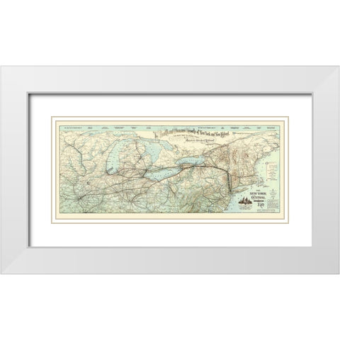 New York Central and Hudson River Railroad 1893 White Modern Wood Framed Art Print with Double Matting by Matthews