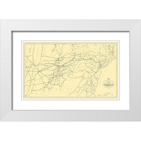 New York and Erie Railroad - 1853 White Modern Wood Framed Art Print with Double Matting by Unknown
