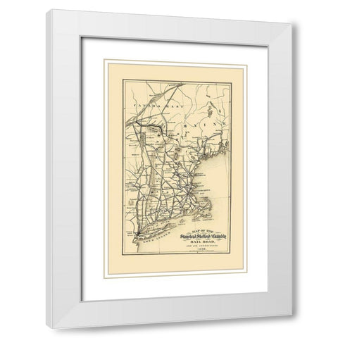 Stanstead, Shefford and Chambly Railroad 1858 White Modern Wood Framed Art Print with Double Matting by Robertson