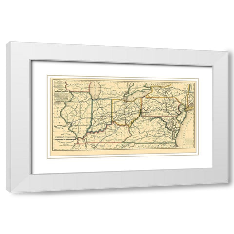 Western Railroads, Tributary to Philadelphia 1851 White Modern Wood Framed Art Print with Double Matting by Williams
