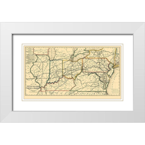 Western Railroads, Tributary to Philadelphia 1851 White Modern Wood Framed Art Print with Double Matting by Williams