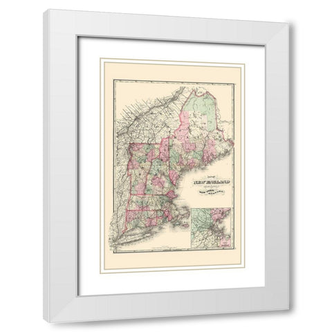 New England - Davenport 1883 White Modern Wood Framed Art Print with Double Matting by Davenport