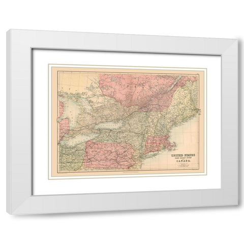 North Eastern US, Canada - Black 1867 White Modern Wood Framed Art Print with Double Matting by Black