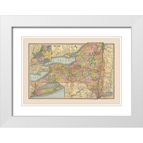 New York, United States - Cram 1888 White Modern Wood Framed Art Print with Double Matting by Cram