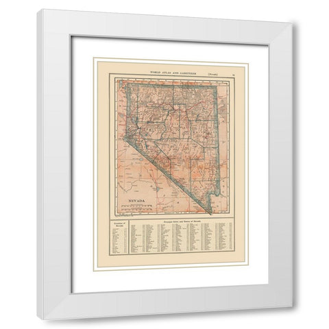 Nevada - Reynold 1921 White Modern Wood Framed Art Print with Double Matting by Reynold