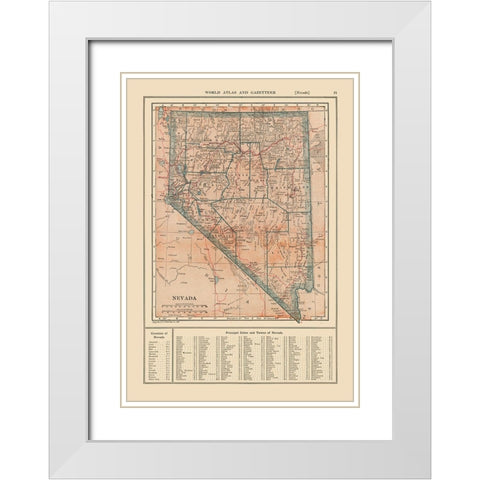 Nevada - Reynold 1921 White Modern Wood Framed Art Print with Double Matting by Reynold