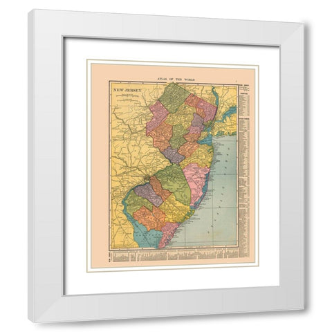 New Jersey - Hammond 1910 White Modern Wood Framed Art Print with Double Matting by Hammond