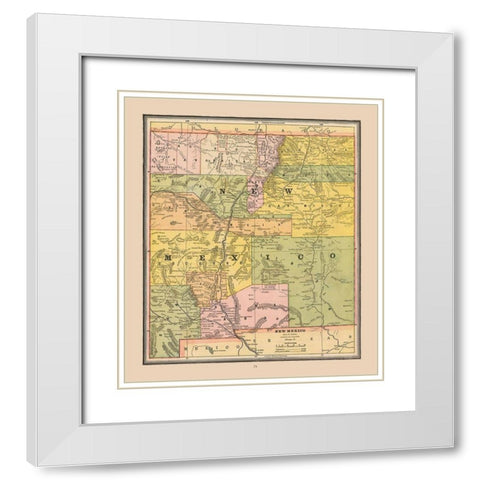 New Mexico, United States - Cram 1888 White Modern Wood Framed Art Print with Double Matting by Cram