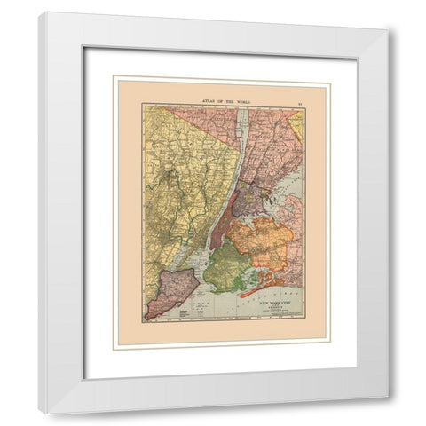 New York City  New York - Hammond 1910 White Modern Wood Framed Art Print with Double Matting by Hammond