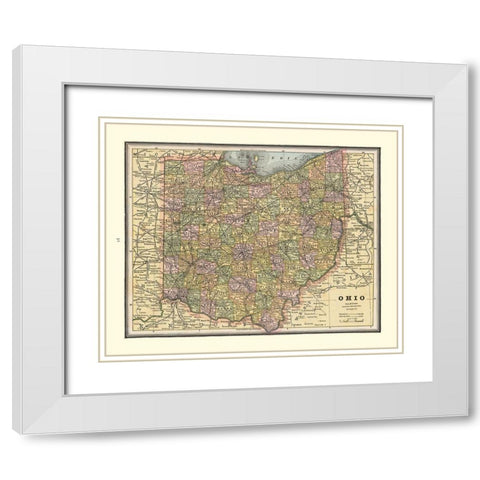 Ohio - Cram 1888 White Modern Wood Framed Art Print with Double Matting by Cram