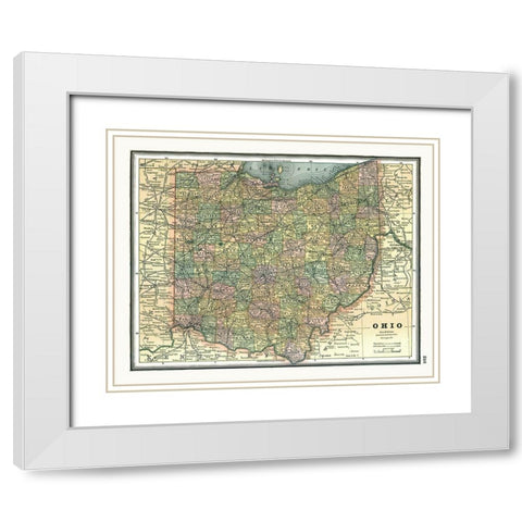 Ohio - Johnson 1888 White Modern Wood Framed Art Print with Double Matting by Johnson