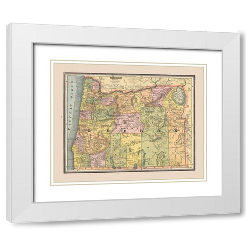 Oregon, United States - Cram 1888 White Modern Wood Framed Art Print with Double Matting by Cram
