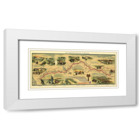 Pony Express Route April 3, 1860 White Modern Wood Framed Art Print with Double Matting by Jackson