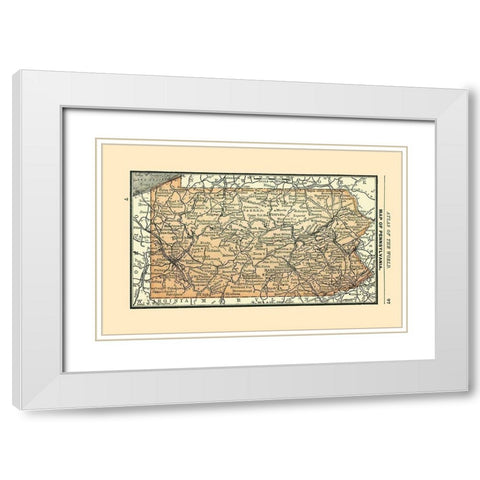 Pennsylvania - Alden 1886 White Modern Wood Framed Art Print with Double Matting by Alden