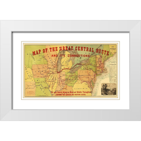 Great Central Railroad Route - Thomas 1856 White Modern Wood Framed Art Print with Double Matting by Thomas