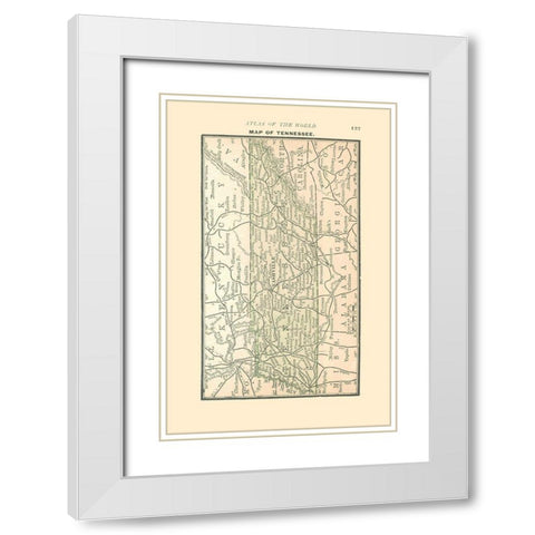 Tennessee - Alden 1886 White Modern Wood Framed Art Print with Double Matting by Alden