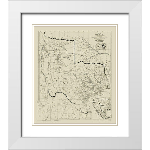 Texas - Arrowsmith 1841  White Modern Wood Framed Art Print with Double Matting by Arrowsmith