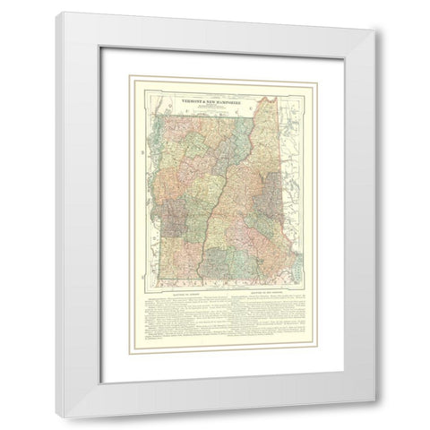 Vermont and New Hampshire - Monteith 1882 White Modern Wood Framed Art Print with Double Matting by Monteith