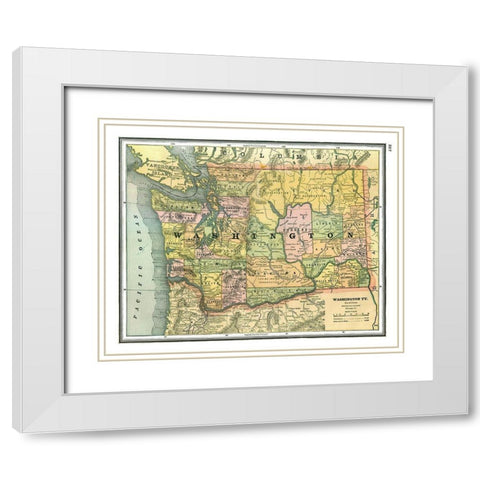 Washington - Johnson 1888 White Modern Wood Framed Art Print with Double Matting by Johnson