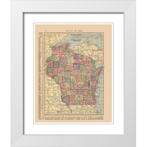 Wisconsin - Hammond 1910 White Modern Wood Framed Art Print with Double Matting by Hammond