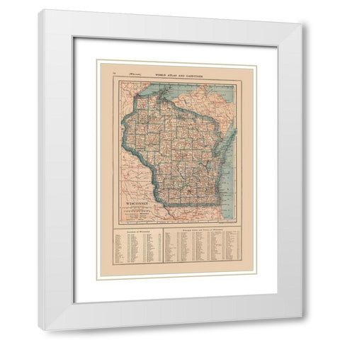 Wisconsin - Poates 1921 White Modern Wood Framed Art Print with Double Matting by Poates