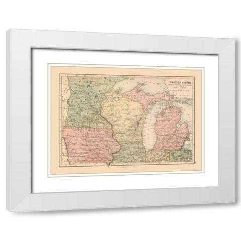 Western States of US - Black 1867 White Modern Wood Framed Art Print with Double Matting by Black