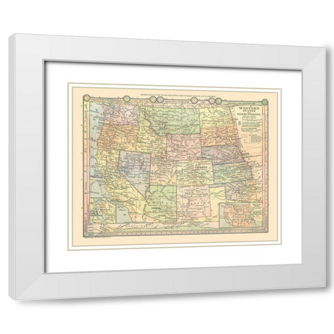 Western States - Monteith 1882 White Modern Wood Framed Art Print with Double Matting by Monteith