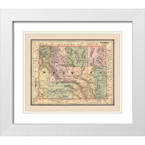 Wyoming, United States - Cram 1888 White Modern Wood Framed Art Print with Double Matting by Cram