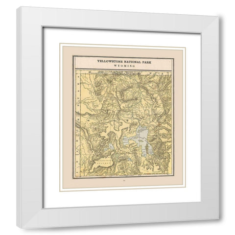 Yellowstone National Park - Cram 1888 White Modern Wood Framed Art Print with Double Matting by Cram