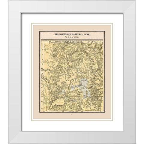 Yellowstone National Park - Cram 1888 White Modern Wood Framed Art Print with Double Matting by Cram