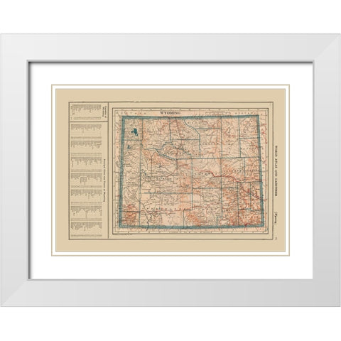 Wyoming - Poates 1921 White Modern Wood Framed Art Print with Double Matting by Poates