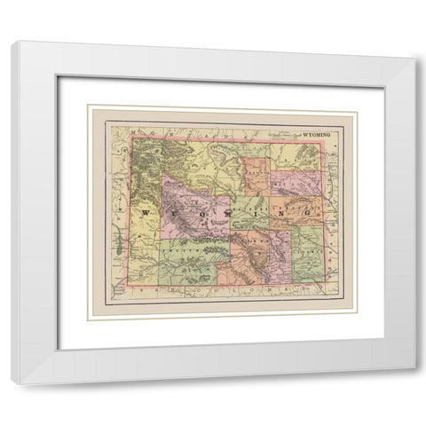 Wyoming - Cram 1892 White Modern Wood Framed Art Print with Double Matting by Cram