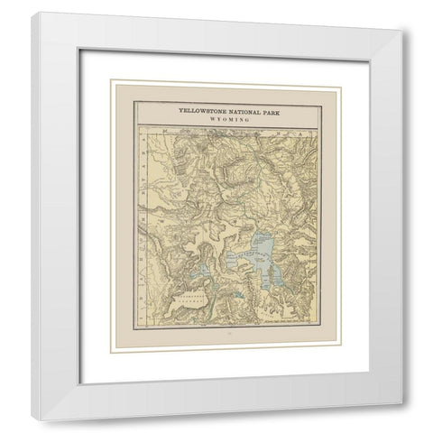 Yellowstone Park - Cram 1892 White Modern Wood Framed Art Print with Double Matting by Cram