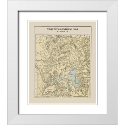 Yellowstone Park - Cram 1892 White Modern Wood Framed Art Print with Double Matting by Cram