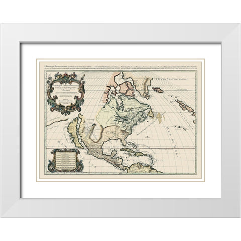 Amerique Septentrionale - 1674 White Modern Wood Framed Art Print with Double Matting by Unknown