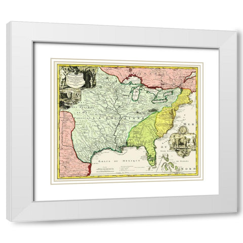 Mississippi, Louisiana - Hennepin 1687 White Modern Wood Framed Art Print with Double Matting by Hennepin
