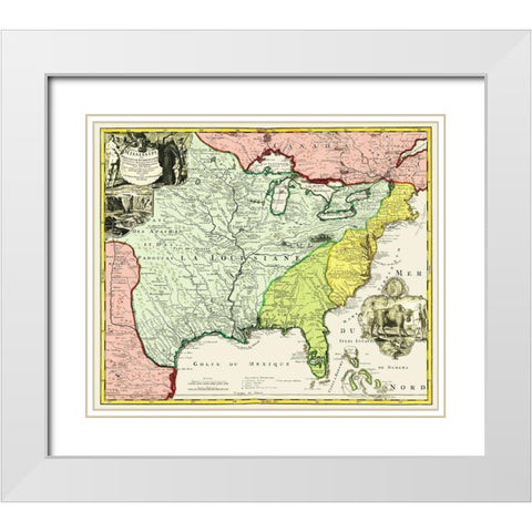 Mississippi, Louisiana - Hennepin 1687 White Modern Wood Framed Art Print with Double Matting by Hennepin