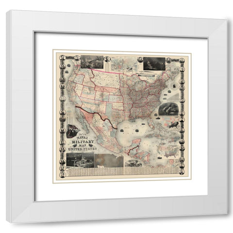 Naval Military of United States - Smith  1862 White Modern Wood Framed Art Print with Double Matting by Smith