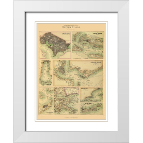 Southern Ports and Harbours In United States 1872 White Modern Wood Framed Art Print with Double Matting by Fullerton