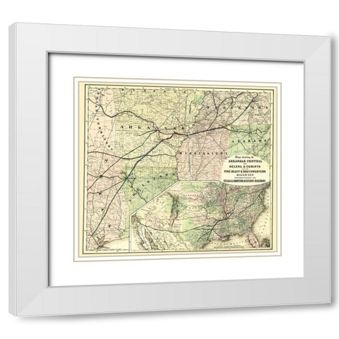 Texas and Northeastern Railway - Colton 1872 White Modern Wood Framed Art Print with Double Matting by Colton