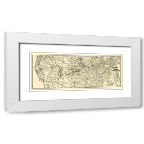 Chicago, Kansas and Nebraska Railroad 1888 White Modern Wood Framed Art Print with Double Matting by Matthews