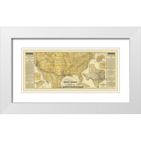 Southern Pacific Railroads, Steamship Lines White Modern Wood Framed Art Print with Double Matting by Poole