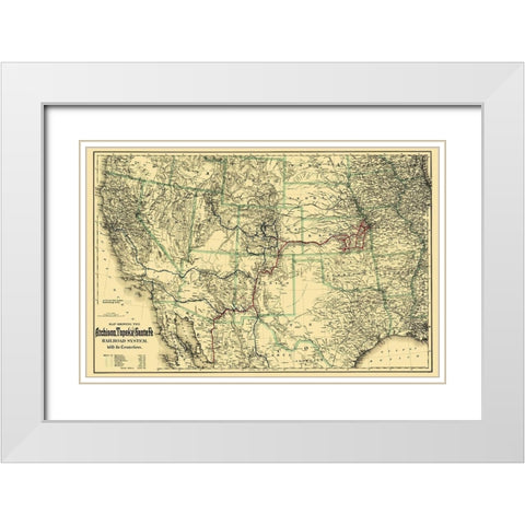 Atchison, Topeka and Santa Fe Railroad System 1883 White Modern Wood Framed Art Print with Double Matting by Colton