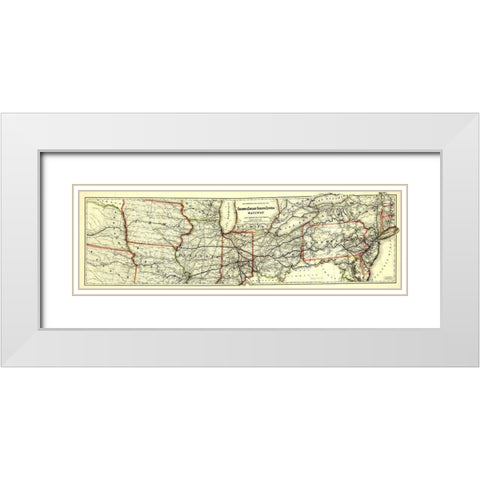 Columbus, Chicago and Indiana Central Railway 1868 White Modern Wood Framed Art Print with Double Matting by Colton