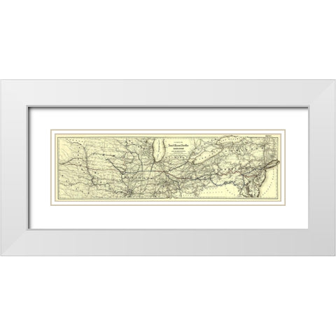Iowa and Missouri State Line Railroad 1868 White Modern Wood Framed Art Print with Double Matting by Colton